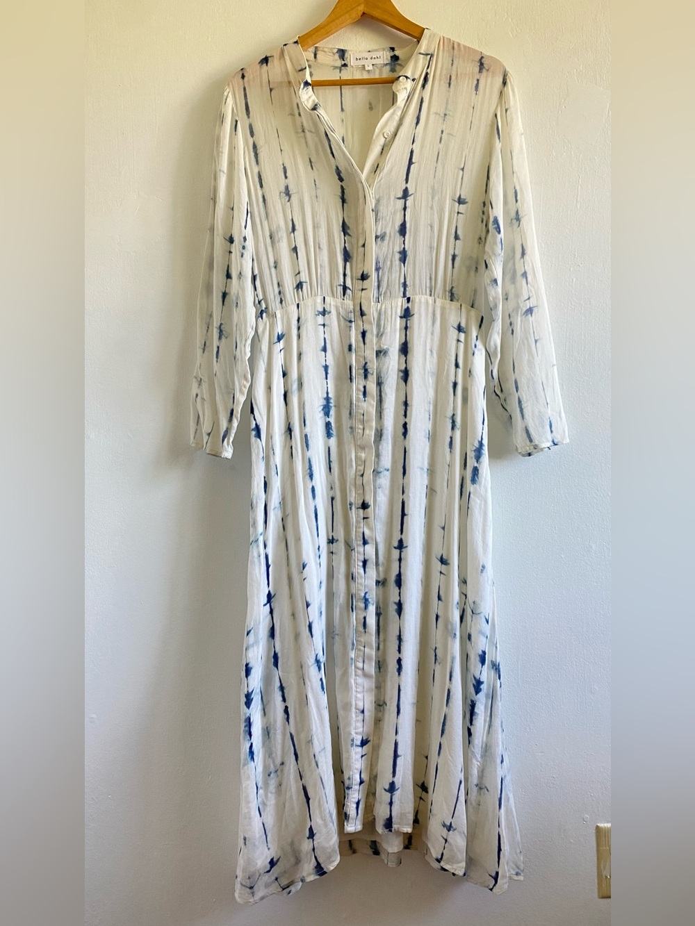 bella dahl Long sleeve Sheer Maxi dress Size L Resort Vaca Travel